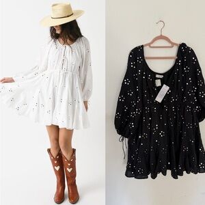 NWT Rhode Ren Ink Mirror Daisy Dress in Black